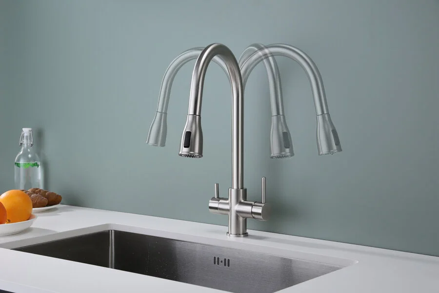 Смеситель для кухни Paulmark Lange никель, однорычажные, двухрычажные - фото 8