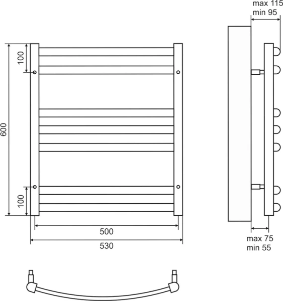 Полотенцесушитель водяной Lemark Atlantiss п10 50х80 см черный, черный - фото 3