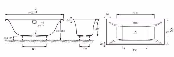 Ванна из искусственного камня Jacob Delafon Elite 190х90 см гидромассажная, правая, современныe, hi-tech - фото 3