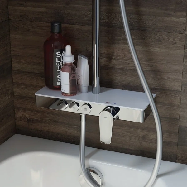 Душевая стойка IDDIS Shelfy хром, с тропическим душем - фото 4