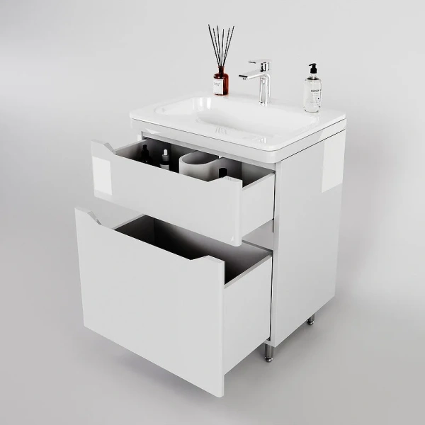 Тумба под раковину напольная Style Line Марелла Люкс Plus 60 см белый глянец, белая - фото 7