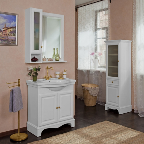 Тумба под раковину, цвет белый матовый, фурнитура золото, La Beaute Michel, по запросу - фото 2