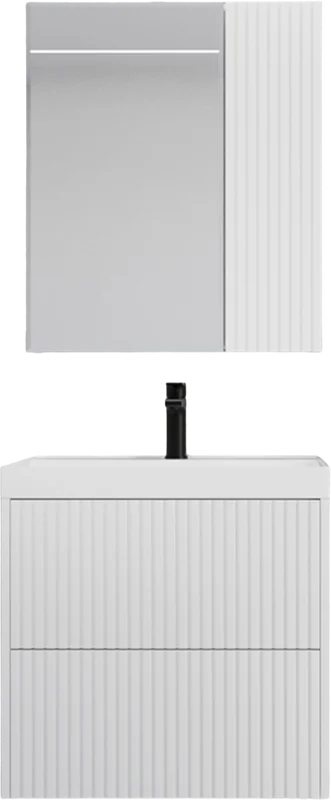 Тумба под раковину подвесная Style Line Стокгольм 60 см белый рифленый софт, недорогo, комплект (набор) - фото 8