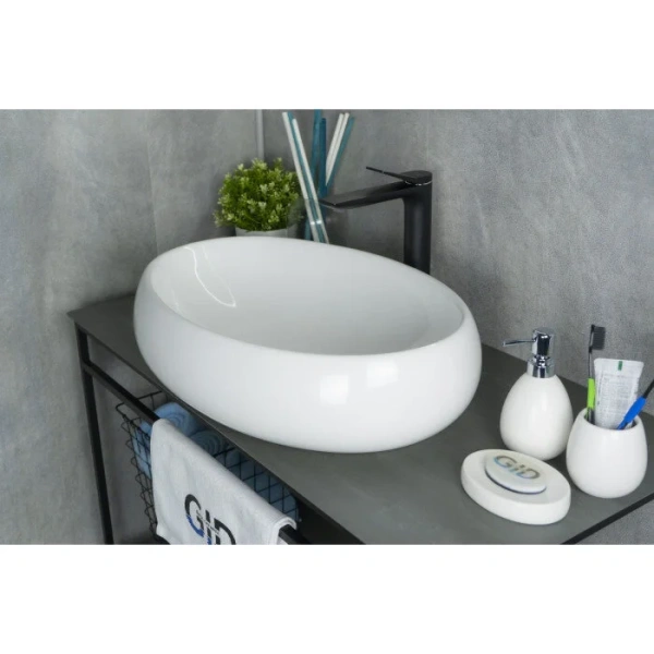 Раковина GID Lago N9030a 60 см белая, одинарные, недорогие - фото 8