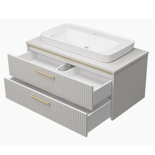 Тумба под раковину подвесная Brevita Elche 100 см с 2 ящиками, подвесная, пристенная - фото 4