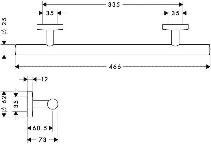 Поручень для ванной Hansgrohe Logis хром, современные, hi-tech - фото 2