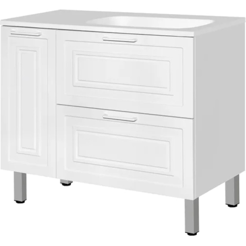 Тумба под раковину Style Line Альба 90 см правая, белая, моноблок - фото 5