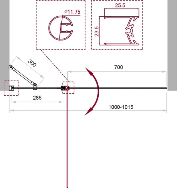 Шторка для ванны BelBagno Uno 100x150 см профиль черный стекло прозрачное, 100 см - фото 2