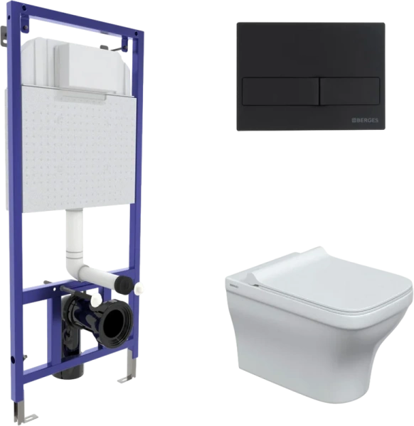 Унитаз с инсталляцией BERGES кнопка черная - фото 1