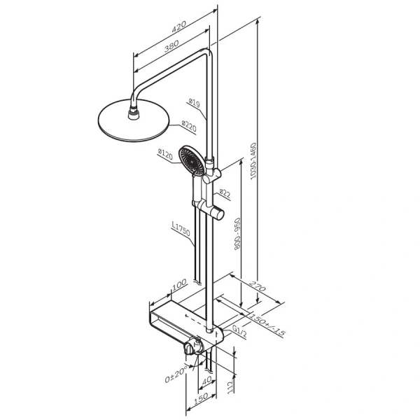Душевая стойка Am.Pm X-Joy F0785A7 с коротким изливом - фото 2