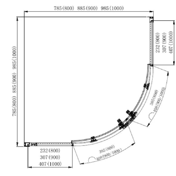 Душевой уголок Акватек 90x90 см профиль черный матовый - фото 3
