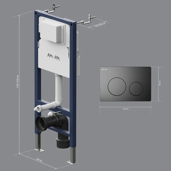 Инсталляция для унитаза Am.Pm PrimeFit с кнопкой черной матовой - фото 3