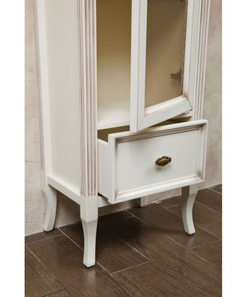 Шкаф-пенал для ванной, цвет слоновая кость с патиной матовый, фурнитура бронза, петли справа, La Beaute Vivien index_1 - фото 3