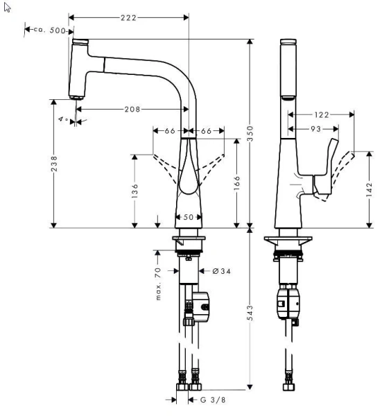 Смеситель для кухни Hansgrohe Metris Select M71 под сталь, для кухни - фото 2