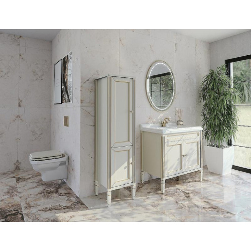 Шкаф-пенал напольный Caprigo Albion Promo 43 см Grigio Bianco, левый - фото 2