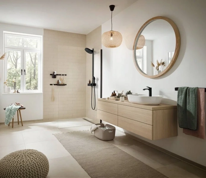 Душевая стойка Hansgrohe Pulsify черная матовая, настенные - фото 7