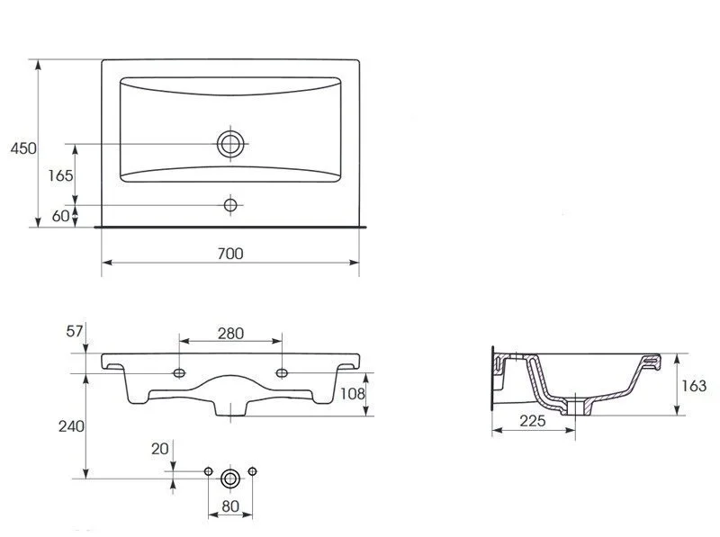 Раковина мебельная OWL 1975 Cersanit Como 70 см белая - фото 2