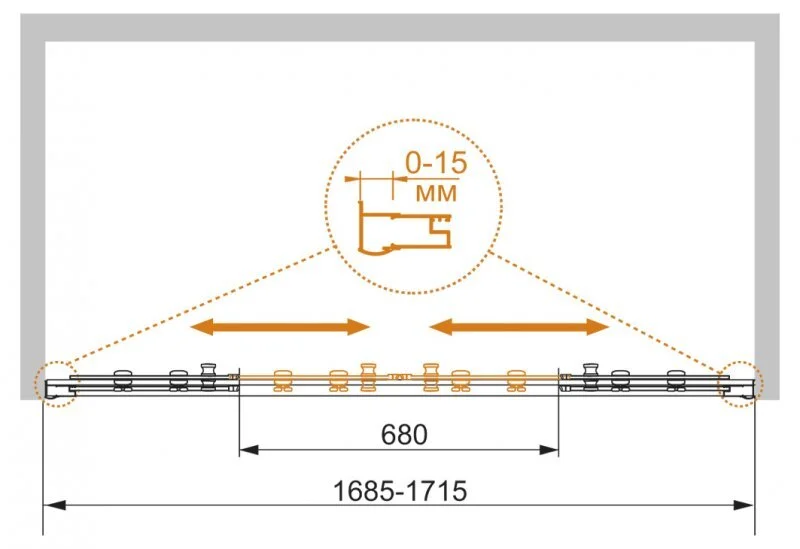 Душевая дверь в нишу Cezares Pratico 170 см стекло рифленое Punto - фото 2