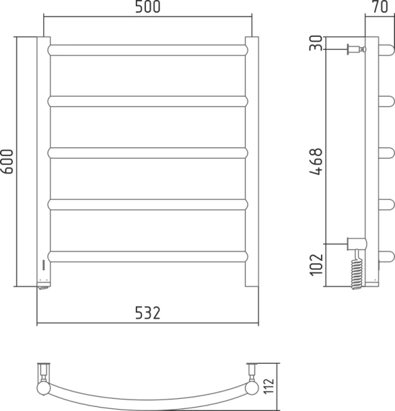 Полотенцесушитель электрический Сунержа Галант 4.0 50х60 см левый, черный матовый, современные, hi-tech index_1 - фото 10
