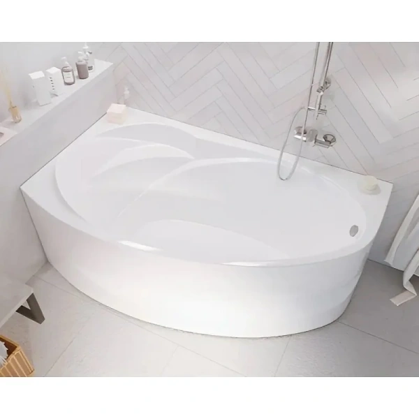 Ванна акриловая 1MarKa Julianna 01дж1410лкп, 170 x 100 см, левая, с панелью, каркасом и сливом-переливом, белая - фото 3