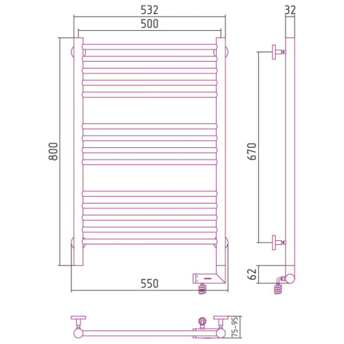 Полотенцесушитель электрический Сунержа Богема 2.0 50х80 см хром - фото 3