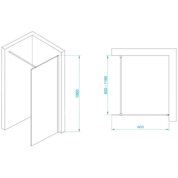 Душевая перегородка RGW Walk In WA-002G 60 см профиль золото, стекло прозрачное, современные, hi-tech - фото 2