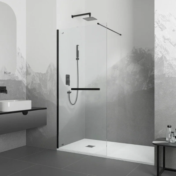 Душевая перегородка RGW Walk In WA-041B 100 см профиль черный - фото 1