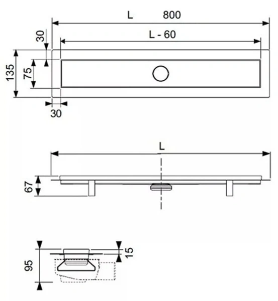 Душевой лоток Tece TECElinus 74 см с решеткой - фото 3