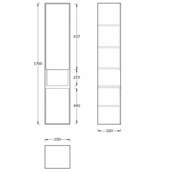 Шкаф-пенал подвесной Kerama Marazzi Plaza Modern PL.M.170 32 см 2 дверцы push - фото 4