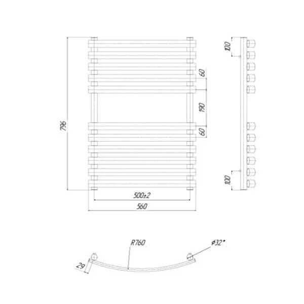 Полотенцесушитель водяной Elegance P11 500х800 X04000083675 - фото 2