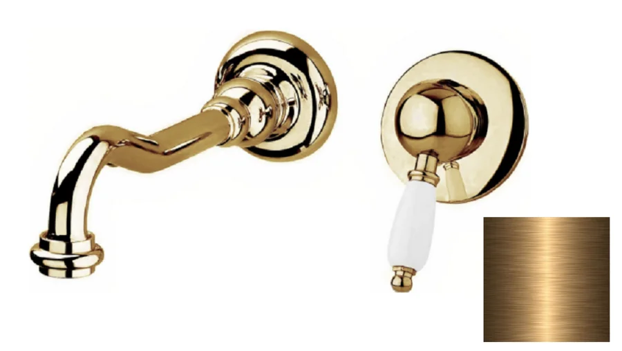 Смеситель для раковины Cezares Elite бронза, ручка белая - фото 2