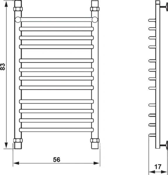 Полотенцесушитель водяной Ника Quadro 80x50 см хром - фото 2