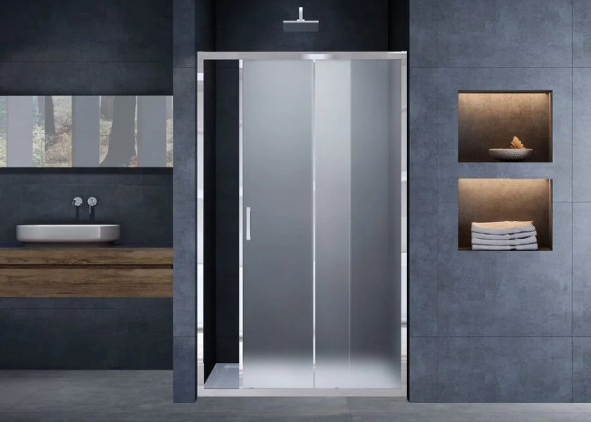 Душевая дверь в нишу Vincea Alpha 110 см стекло текстурное, хром - фото 4
