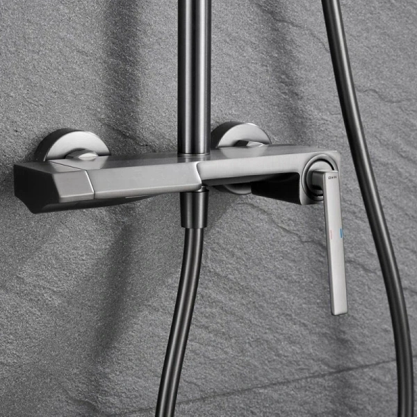 Душевая стойка Black&White Universe оружейная сталь, настенные - фото 7