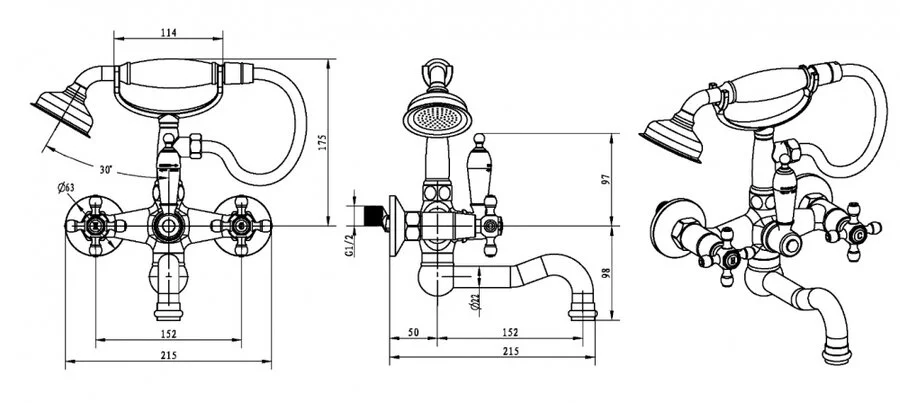 Смеситель для ванны Boheme Satine с душем - фото 4