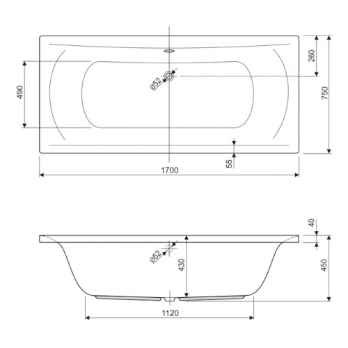 Ванна акриловая Cezares Arena-170-75-45 прямоугольная - фото 4