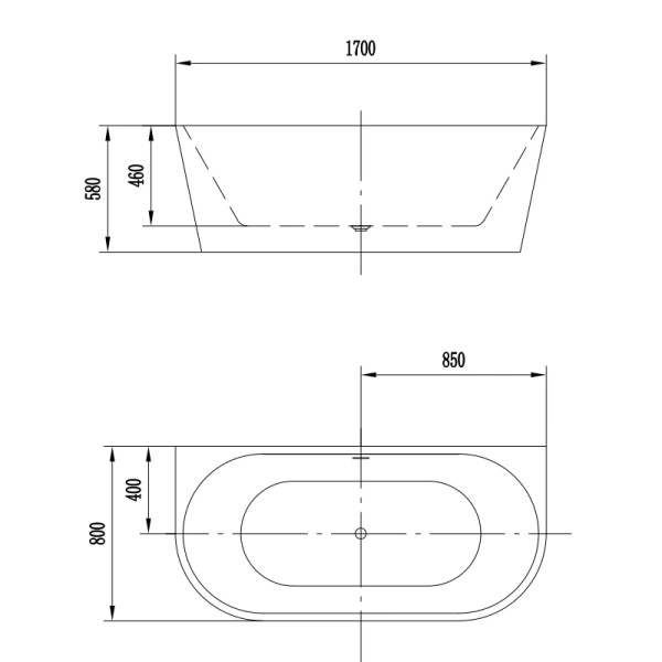 Ванна акриловая Art&Max 170 x 80 см, слив-перелив и сифон в комплекте, белый, AM-206-1700-800 - фото 2