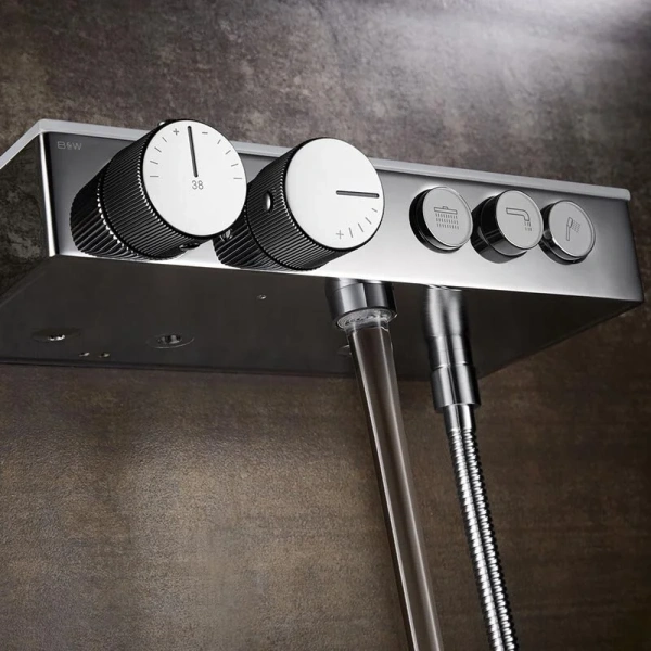 Душевая стойка Black&White Universe хром, с тропическим душем - фото 4