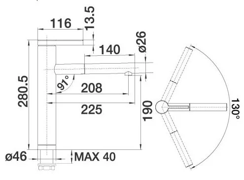 Смеситель для кухни темная скала Blanco Linee-S, высокие, округлая форма - фото 4
