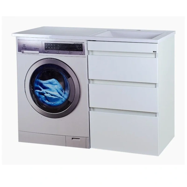 Тумба под раковину напольная Misty Фостер 55 см белая, моноблок, для стиральной машины - фото 5