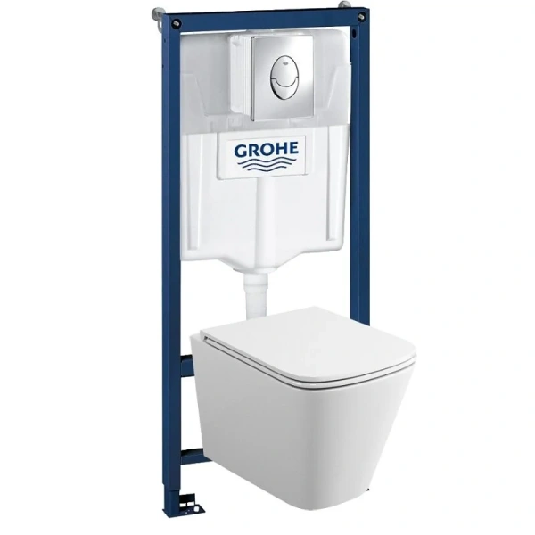 Унитаз с инсталляцией Grohe Rapid SL клавиша хром - фото 1