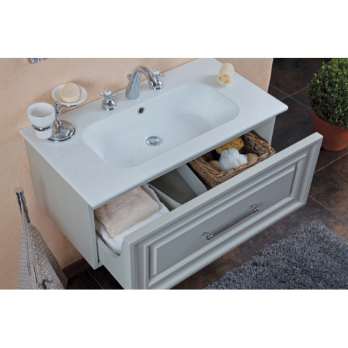 Тумба под раковину, цвет серый шелк матовый, фурнитура состареное серебро, La Beaute Cornelia, по запросу index_1 - фото 4