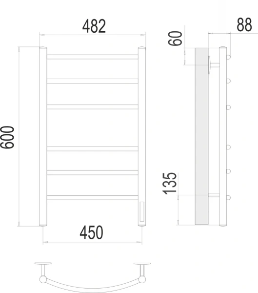 Полотенцесушитель электрический Terminus Классик П6 45х60 см матовый белый, современные, hi-tech - фото 2