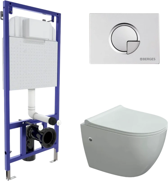 Унитаз с инсталляцией BERGES Okus с сиденьем микролифт - фото 1