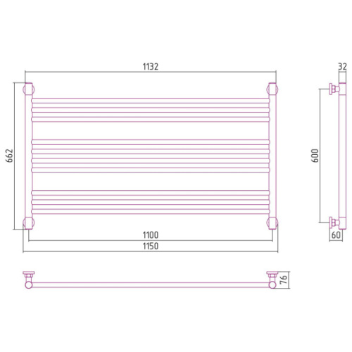 Полотенцесушитель водяной Сунержа Богема L 110х60 см другие цветовые решения - фото 3