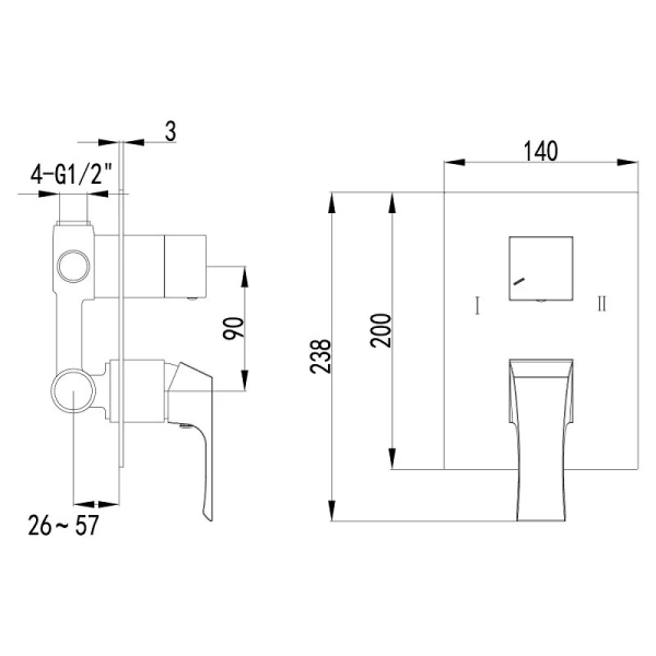 Смеситель для ванны и душа, хром Lemark Unit LM4527C - фото 2