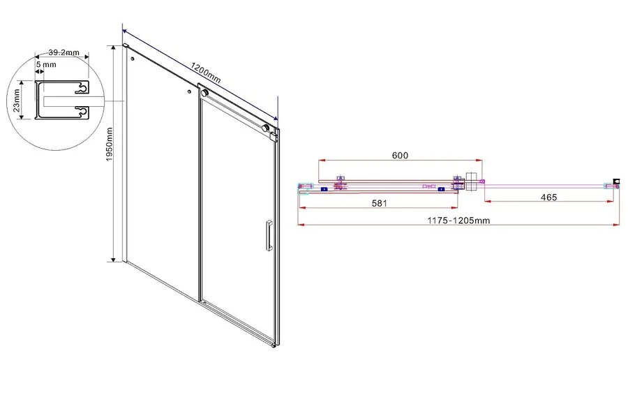 Душевая дверь в нишу Vincea Como 120 см профиль хром, стекло тонированное, современные, hi-tech - фото 2
