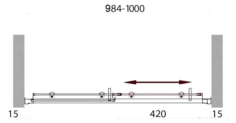 Душевая дверь в нишу BelBagno Uno 100 см с рифленым стеклом, недорогие, в нишу, стеклянные - фото 5