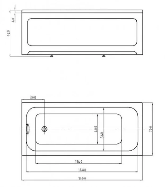 Ванна акриловая Azario Bella AV.0020160 160 x 70 см, белая - фото 2