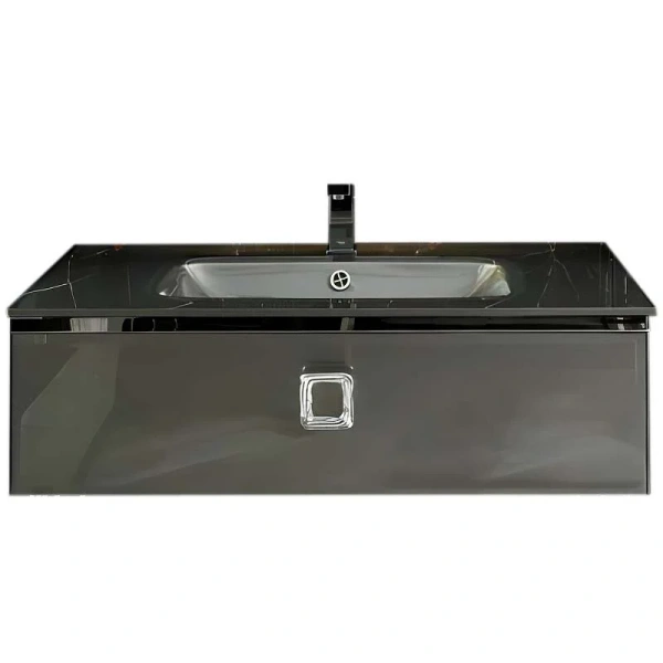 Тумба с раковиной напольная Boheme Lucido 770-080-GR 80 см глянцевый графит, высокие ножки